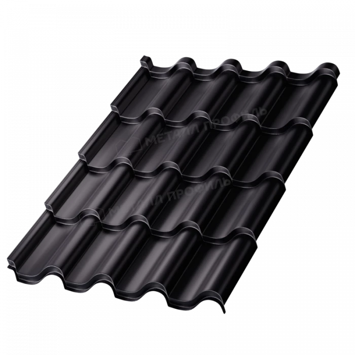 Металлочерепица Металл-Профиль Монтерроса-M 0,5 PURMAN® RAL 9005 Черный темный