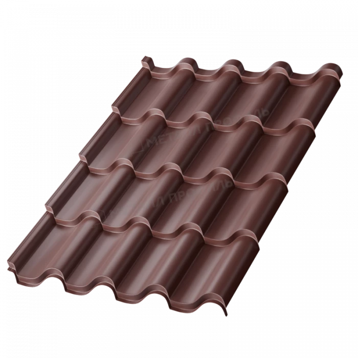 Металлочерепица Металл-Профиль Монтерроса-SL 0,5 PURMAN® RAL 8017 Коричневый шоколад