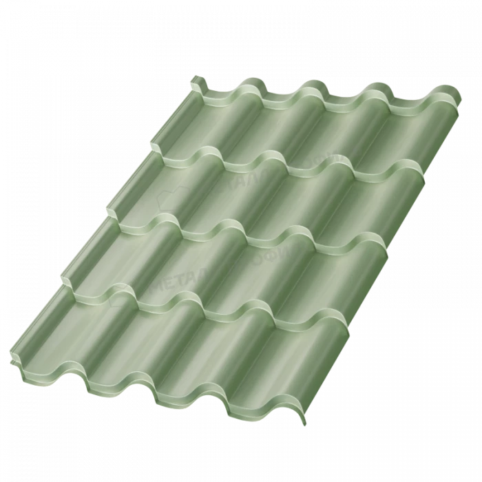 Металлочерепица Металл-Профиль Монтерроса-XL 0,5 PURMAN® Tourmalin Светло-зеленый металлик