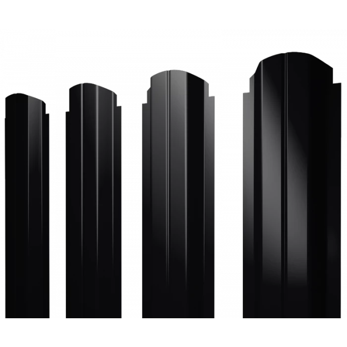 Штакетник П-образный А фигурный Grand Line 0,5 Drap RAL 9005 Черный