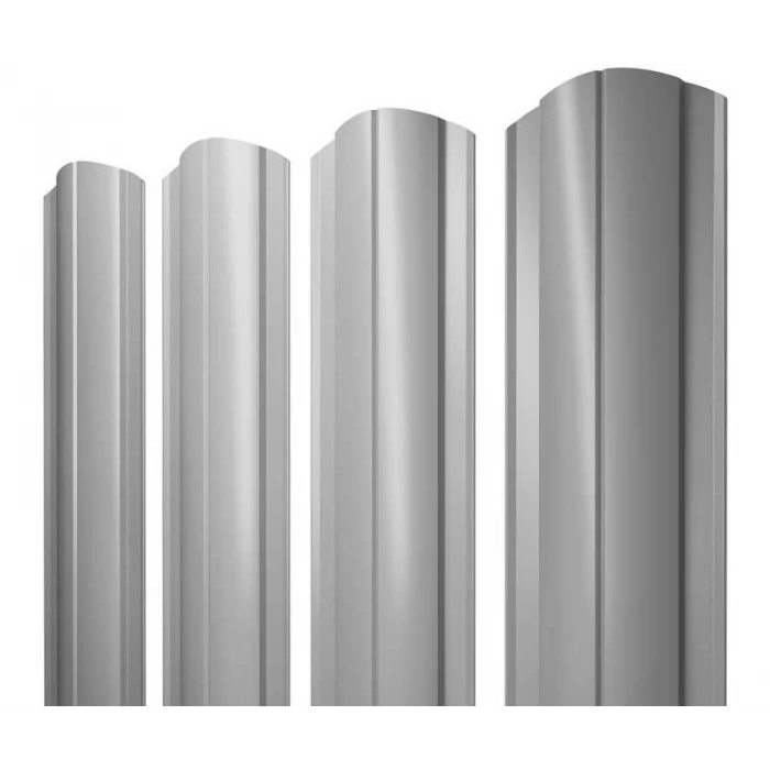 Штакетник Круглый фигурный Grand Line 0,45 Полиэстер RAL 9006 Бело-Алюминиевый