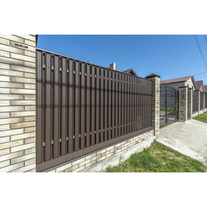 Штакетник М-образный В Grand Line 0,45 Drap RR 32 Темно-Коричневый