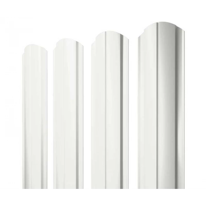 Штакетник Полукруглый Slim фигурный Grand Line 0,4 Полиэстер RAL 9003 Сигнальный Белый