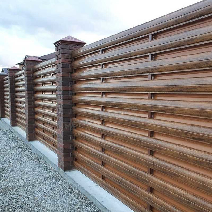Штакетник Металл Профиль ELLIPSE-T 0,5 ECOSTEEL® текстурированный Золотой Дуб | двустороннее покрытие фото 2
