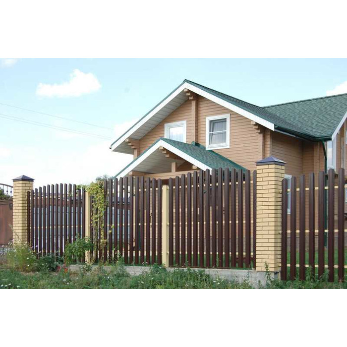 Штакетник Прямоугольный фигурный Grand Line 0,45 Print Elite Chestnut Wood Chestnut Wood фото 3