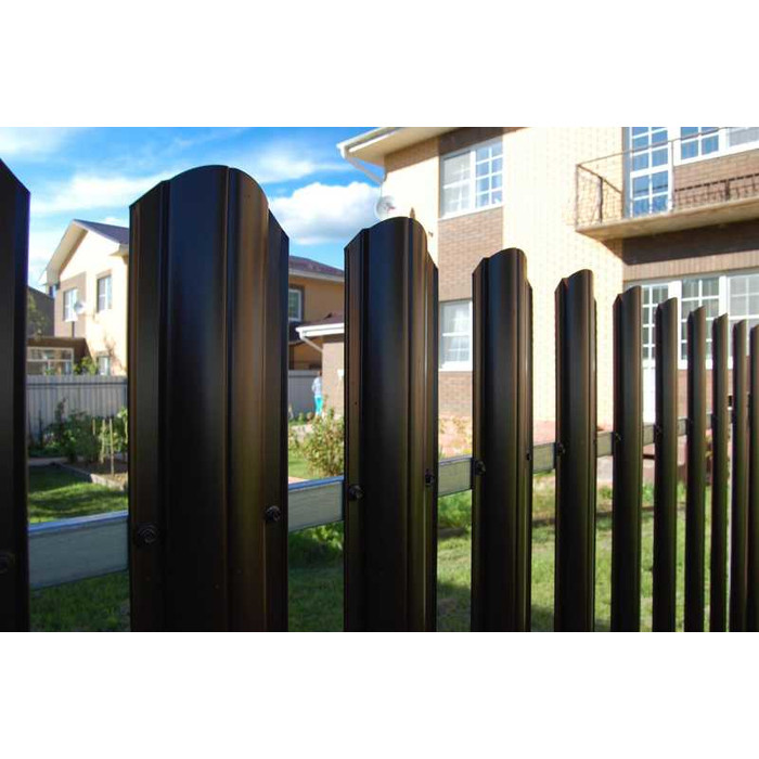 Штакетник Круглый фигурный Grand Line 0,45 Полиэстер - double RAL 9005 Черный | с пленкой фото 3