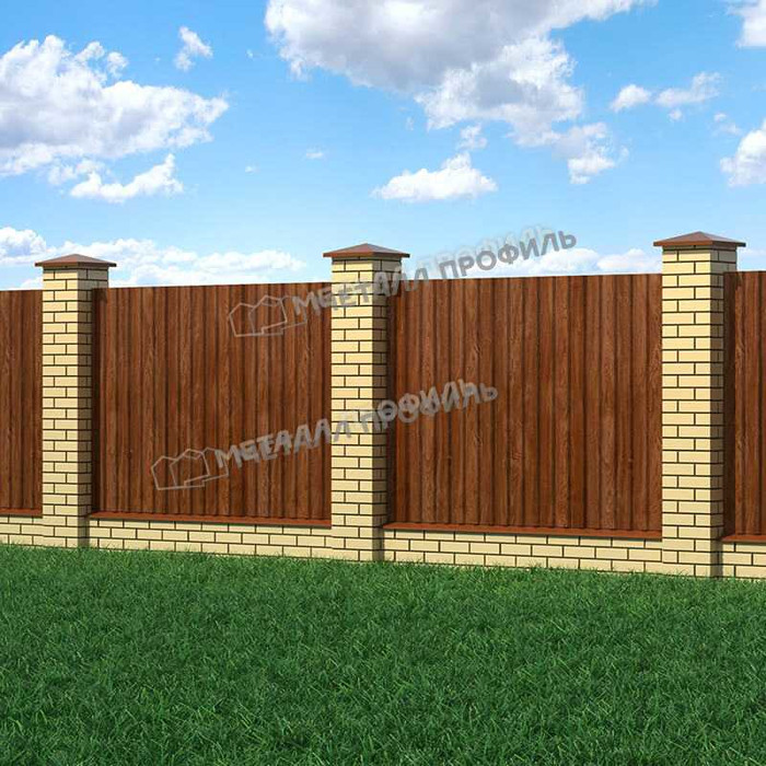 Профлист Металл Профиль МП20 0.5 ECOSTEEL® Мореный дуб A фото 3