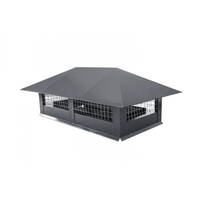 Дымник на трубу с сеткой 500х500мм 0,5 GreenCoat Pural BT, matt с пленкой RR 23 темно-серый (RAL 7024 мокрый асфальт)