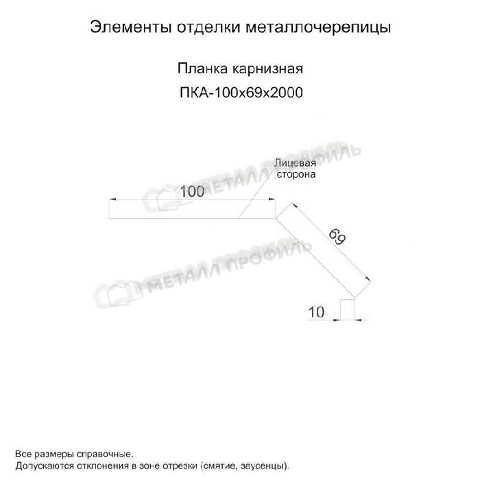 Планка карнизная 100х69х2000 (PURMAN-20-Argillite-0.5) фото 2