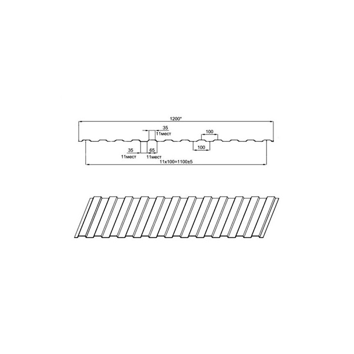 Профнастил Профлист-Металл МП10ПГ 0.5 ECOSTEEL® Белый плитняк фото 2