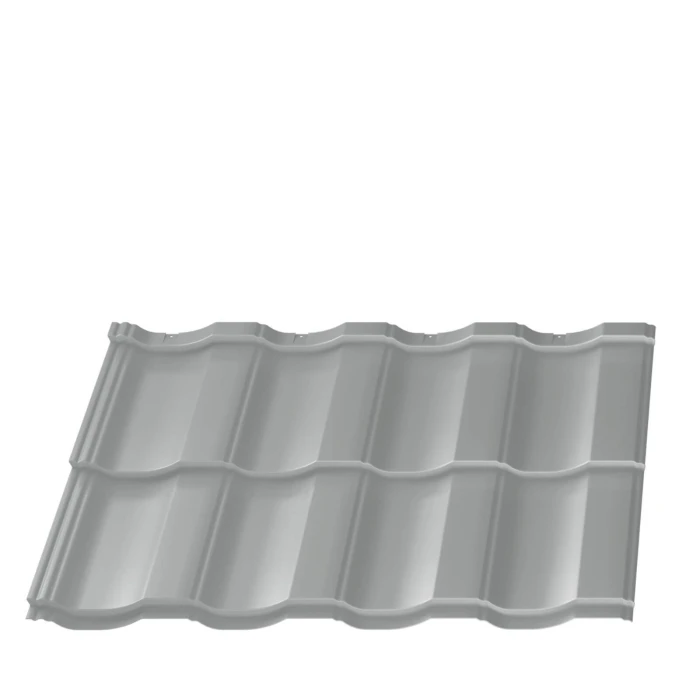 Металлочерепица Геркулес Элит 0,45 RAL 9006 Серебро модуль 2 волны